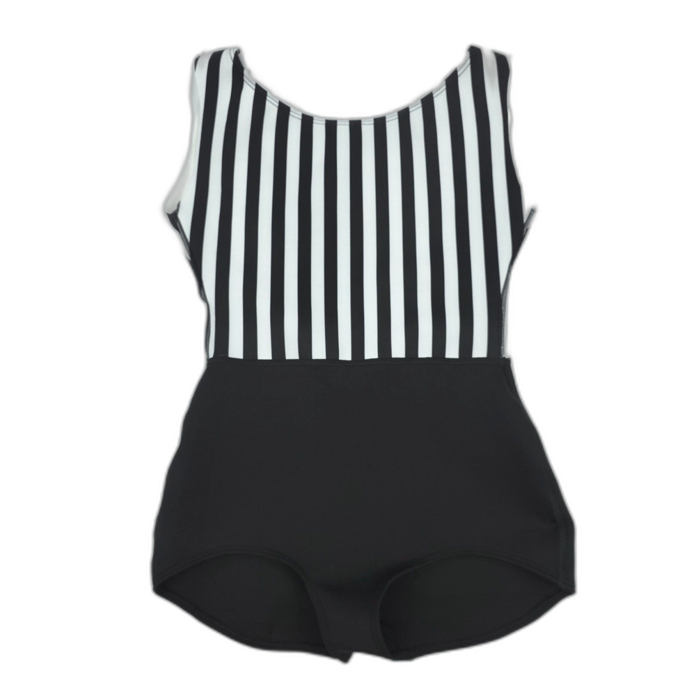 NEW Seea Lido One Piece Swimsuit Black White Stripe Beachy Boho Minimal Modest